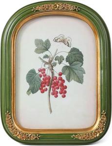 Luxury Vintage European Green Gold Arched <b>Photo</b> <b>Frame</b> with Antique Floral Ornamental Detailing for Elegant Classic Home Decor - Product Image 2