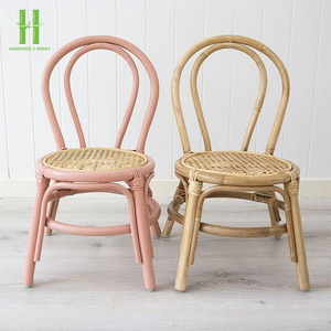 Silla Infantil de Madera Maciza y Ratán, Silla de Comedor para Niños Pequeños, Asiento de Mimbre Tejido, Color Pastel, Personalizable, Precio de Fábrica para Fiestas y Eventos Infantiles - Product Image 2