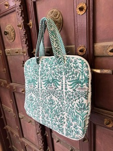 Handmade Fashion Quilted Cotton <b>Laptop</b> <b>Sleeve</b> with Shoulder Strap Zipper Closure for Shopping Documents Model 100 Rajasthan - Product Image 6