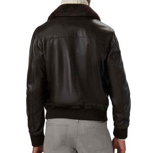 Veste d'hiver en cuir personnalisée pour homme, en cuir de mouton et de chèvre, coupe ajustée, col montant, veste élégante et moderne - Product Image 2