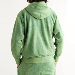 Hot Selling Custom Distress Patch Acid Wash Winter Eco-Friendly Hoodie Sweatpants Set 100% Cotton Flared Anti-pilling Breathable - Product Image 2