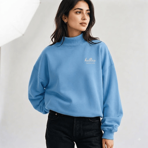 Sudadera Premium de Cuello Alto para Mujer, Ligera, de Algodón y Felpa, con Bordado de Letras Personalizado en la Parte Delantera, para Uso Diario Informal, OEM ODM - Product Image 1