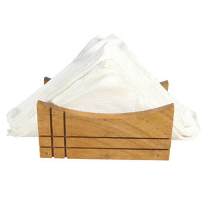 Porta servilletas de madera natural con forma de arco curvo, ancho medio, pulido suave, para uso en cocina, calidad premium. - Product Image 3