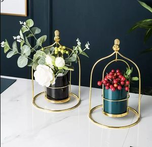 Modern Metal Plant Stand Indoor Set <b>White</b> Flower Pot Black Wire <b>Frame</b> Geometric Tall Planter Box for Home Garden Decor Planters - Product Image 3