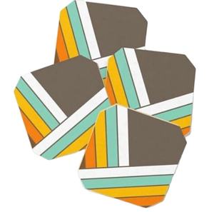 Coaters uniques Coaters de tasses à thé Bois et émail Imprimé Sous-verres de service de thé Ensemble de 4 pièces vente entière avec cuisine au meilleur prix - Product Image 1