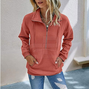 Sweat-shirt léger pour femme avec fermeture éclair quart de tour, coupe confortable, manches longues, idéal pour l'entraînement, les voyages et les tenues. - Product Image 2