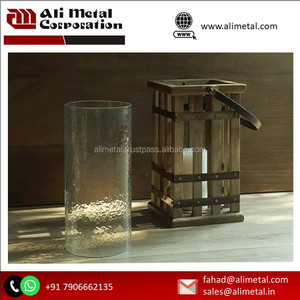 Linterna de madera con brillo geométrico con diseño único para decoración y personalización de jardines y bodas - Product Image 2