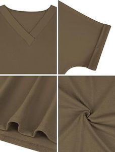 T-shirts d'été pour femmes à manches chauve-souris, broderie de logo personnalisée, respirants, écologiques, grandes tailles, col en V, coupe ample - Product Image 5