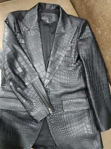 New Fashion Custom Genuine Etoxic Croco Leather Men's Winter Short <b>Biker</b> <b>Jacket</b> Latest Design Casual Stylish Men Vest Coat - Product Image 3