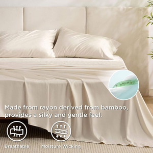 High Quality Waterproof Plain King Size Bedding Set with 100% Cotton Pillow Cases and <b>Flat</b> <b>Fitted</b> <b>Sheet</b> Sets - Product Image 3
