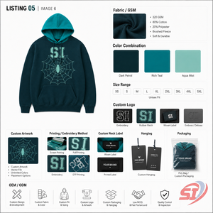 Sweat à capuche personnalisé avec motif araignée, coupe oversize, épais, streetwear, pour hommes et femmes, logo personnalisé, OEM, ODM, vente en gros - Product Image 3