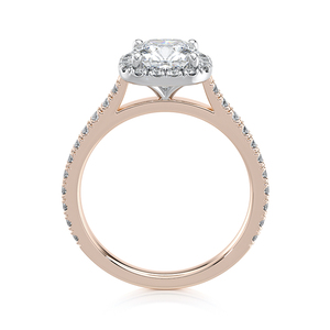 <b>Cushion</b> Cut Lab Grown Diamond Halo Engagement Ring 2.15 CTW Pave Diamond Band 14kt Rhodium Plated Solid Gold IGI Gift Party - Product Image 6