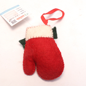 Santa Claus <b>Felt</b> Mittens Hanging Decoration Red White Handcrafted Christmas Ornament Indoor Use Traditional Style - Product Image 4
