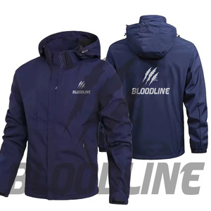 Chaqueta Cortavientos para Hombre Bloodline, Manga Larga, con Capucha, para Exteriores, Todas las Temporadas, Logotipo Estampado en la Parte Delantera, Gris - Product Image 6