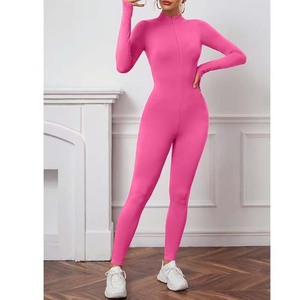 Women's Yoga <b>Jumpsuit</b> High Elasticity 78% Nylon <b>22</b>% Spandex Sleeveless Zip Front Open Back High Waist Skinny Fit Diamond Print - Product Image 2