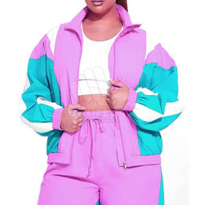 Ensemble coupe-vent décontracté pour femme, taille plus, 2 pièces, polyester/nylon, respirant, écologique, vente en gros, service OEM - Product Image 4