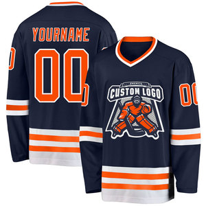 Maillot de hockey sur glace pour hommes, manches longues, personnalisable avec nom et numéro, col en V, coupe classique, polyester anti-humidité, vêtements pour adultes - Product Image 2