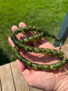 Perles de Tasbih en résine verte éco-responsable faites à la main pour la prière, perles naturelles artisanales uniques pour Tasbih - Product Image 4