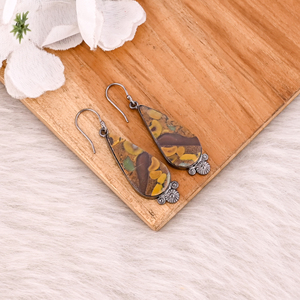 Natural Fruit Jasper Gemstone Hook <b>Earring</b> <b>Black</b> Rhodium <b>Earring</b> Handmade Drop <b>Earring</b> Cabochon <b>Earring</b> For Women Gift <b>Earring</b> - Product Image 3
