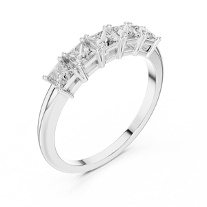 Élégante bague en diamant de laboratoire taille princesse de 0,65 carat, en or 18k, 14k, 9k, or rose, or blanc, ensemble de bijoux de mariée écoresponsable à trois rangs - Product Image 2