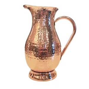 Premium Pure Copper Water Jug Traditional Drinkware Pitcher for Home Kitchen Dining <b>Table</b> Use Gift Collection Serving Pot - Product Image 1