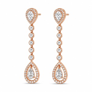 Pendientes de Oro Rosa con Diamantes en Forma de Pera, Joyería de Lujo para Mujer, Engaste de Garra, Chapado en Oro de 18K, Certificado IGI - Product Image 6