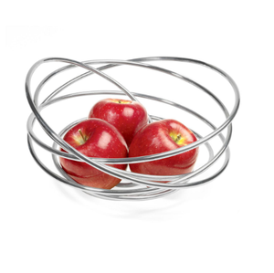 Panier à fruits en métal finition argentée, panier à légumes de taille moyenne pour la maison, la cuisine, la table, organisateur de rangement en provenance d'Inde - Product Image 1