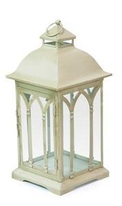 Lanterne à bougie en métal au design classique, très vendue, finition blanc poudré, pour la décoration de la maison - Product Image 3