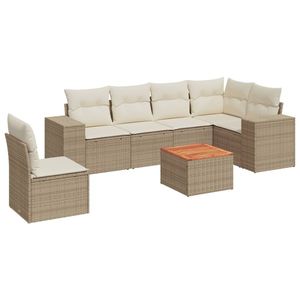 Ensemble de canapés de jardin en rotin beige 6 places, mobilier d'extérieur résistant aux intempéries, design contemporain - Product Image 2