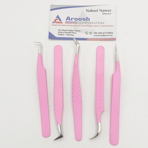 Vente en gros de volume russe enduit de poudre rose pour bébé ensemble de pincettes d'extension de cils en fibre d'acier inoxydable solide durable - Product Image 5