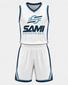 Conjunto de Camiseta y Pantalones Cortos de Baloncesto, Sublimados, de Malla, Unisex, para Adultos, Cuello en V, Sin Mangas, Absorben la Humedad - Product Image 1