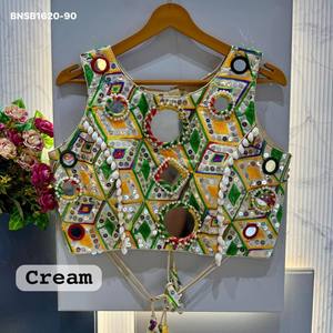Blusa de seda con lentejuelas y trabajo Kodi con espejos reales, lista para usar, acolchada y con espalda de estilo elegante, proveedor de Surat. - Product Image 3