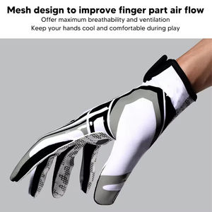 Guantes de Fútbol Americano Super Grip para Adultos y Jóvenes, Guantes de Receptor de Alto Rendimiento, Antideslizantes, Dedos Completos, para Todas las Temporadas - Product Image 3