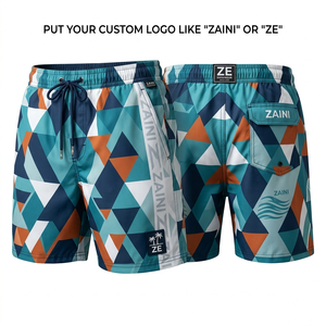 130 GSM Premium Quick Dry Polyester Men <b>Swim</b> <b>Shorts</b> Front Anti-pilling Breathable Elastic Waist Teal Navy <b>White</b> Orange Custom - Product Image 1