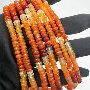 Cuentas facetadas de ópalo de fuego mexicano, cuentas de ópalo de fuego mexicano de alta calidad, cuentas de ópalo facetadas cortadas a máquina, cuentas de ópalo de 6x8 mm - Product Image 1