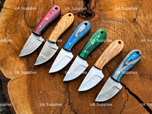 Cuchillo de caza al por mayor UA Supplies, de acero de Damasco, hoja fija, punta caída, mango de madera, EDC, para bushcraft, longitud total personalizable - Product Image 3