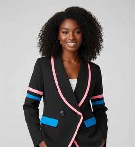 Chaqueta Blazer Juvenil Couture Varsity 1938 para Niñas, Corte Entallado, Ribete en Contraste, Chaqueta Elegante para Fiestas Formales, Ropa Exterior a la Moda - Product Image 6