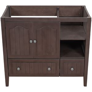 Base di vanità da bagno in legno massiccio da 36 pollici marrone solo con tavole in MDF - Product Image 2