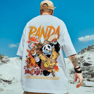 T-shirt pour homme à manches courtes, col rond, imprimé Panda Warrior, coupe classique, 100% coton, anti-rides, séchage rapide, respirant - Product Image 4