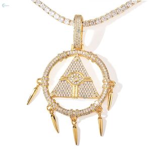 Pendentif triangle en diamant de laboratoire serti de pierres, style rappeur, collier hip-hop bling, pendentif de luxe pour homme - Product Image 3