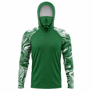Sudadera con Capucha de Pesca para Hombre, Transpirable, Verde, Manga Larga, con Estampado por Sublimación, Protección UPF 50, Secado Rápido, Poliéster - Product Image 1