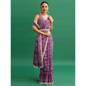 Evening Party Wear <b>Saree</b> with Embroidery & Sequins Work - Product Image 2