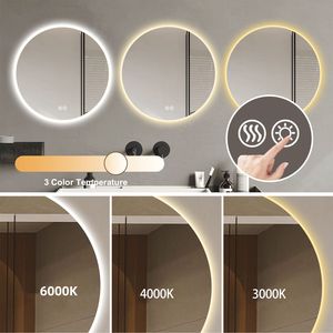 Adjustable Color Temperature LED Bathroom <b>Mirror</b> <b>Light</b> Wall Mounted Anti-Fog Vanity <b>Mirror</b> <b>with</b> Dimming Function <b>Round</b> Design - Product Image 5