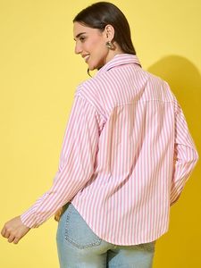 Camisa a Rayas Extra Grande Personalizada al por Mayor para Mujer, Camisa Casual de Oficina de Manga Larga con Botones de Algodón, Fabricante y Proveedor OEM - Product Image 4