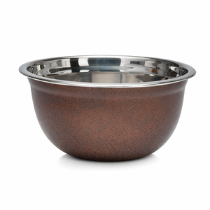 Grand bol rond allemand en acier inoxydable avec design en relief latéral de différentes tailles de couleur marron pour usage commercial alimentaire - Product Image 1