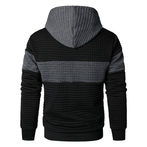 Sudadera con Capucha para Hombre, Diseño Color Block, Tejida, Corte Regular, Informal, para Otoño, Patrón Negro y Gris - Product Image 2