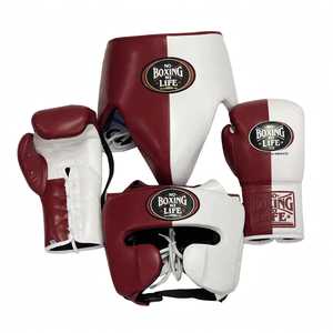 Customize <b>Sky</b> Color <b>Top</b> Quality No Boxing No Life Sparring Set Pro Leather Training Gloves Adjustable Strap Headgear Groin Guard - Product Image 5