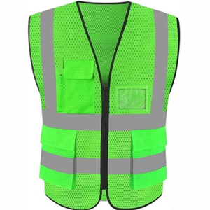 Chaleco de Seguridad Reflectante de Alta Visibilidad Verde con Bolsillos y Rayas, Ropa de Trabajo Unisex - Product Image 3