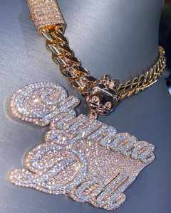 Colgante de Moissanita VVS Estilo Hip Hop con Cadena, Plata 925, Dijes de Letras Personalizables, Bañado en Oro de 18k - Product Image 5