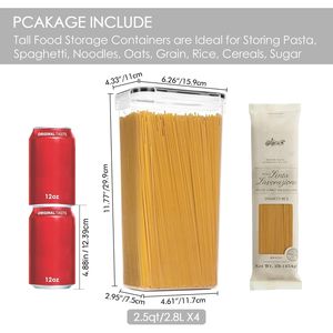 Set di 4 Contenitori Ermetici per Pasta da 2,8L con Coperchi, Senza BPA, per Organizzazione Dispensa e Conservazione Alimenti - Product Image 2